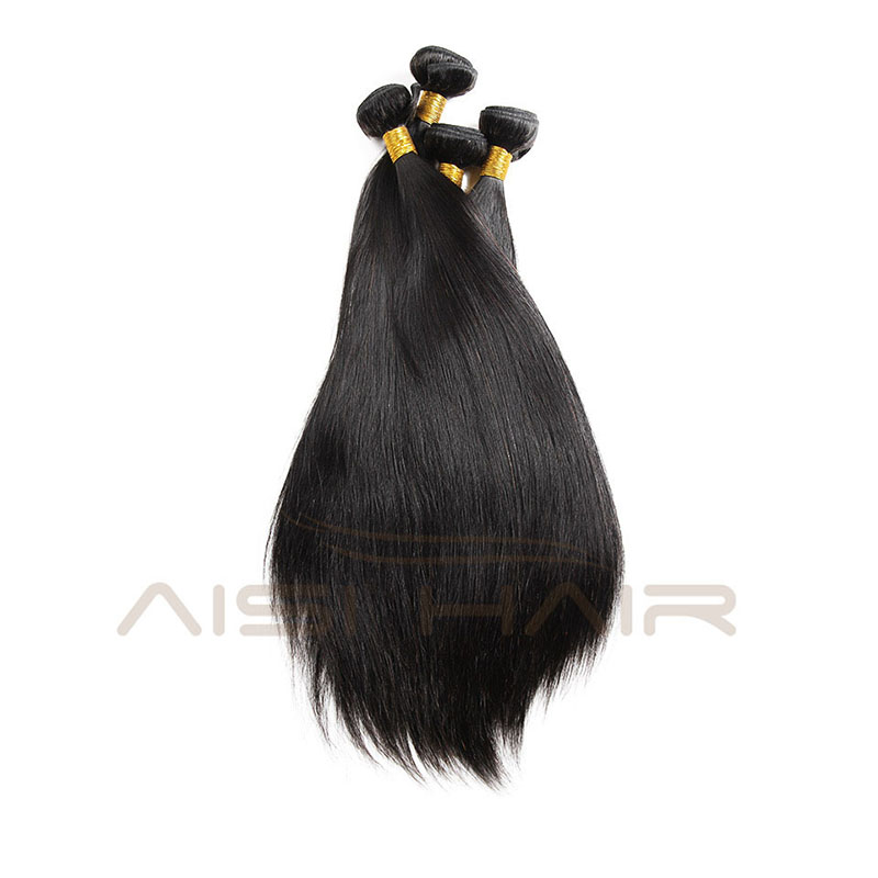 Aisi Hair Brazilian Human Hair Bundle Weave Natural Color 100%  Straight Human Hair Extension Weave Double Drawn Double Weft