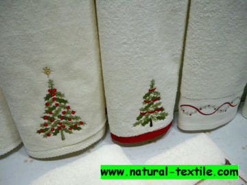 100% cotton Embroider christmas trees hand towel