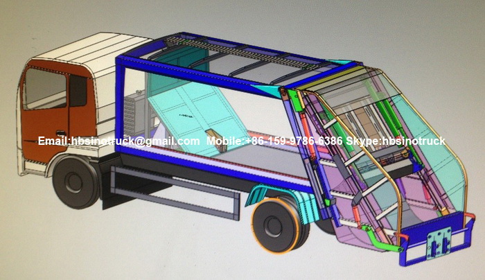 8cbm Garbage Compactor 3D Drawing