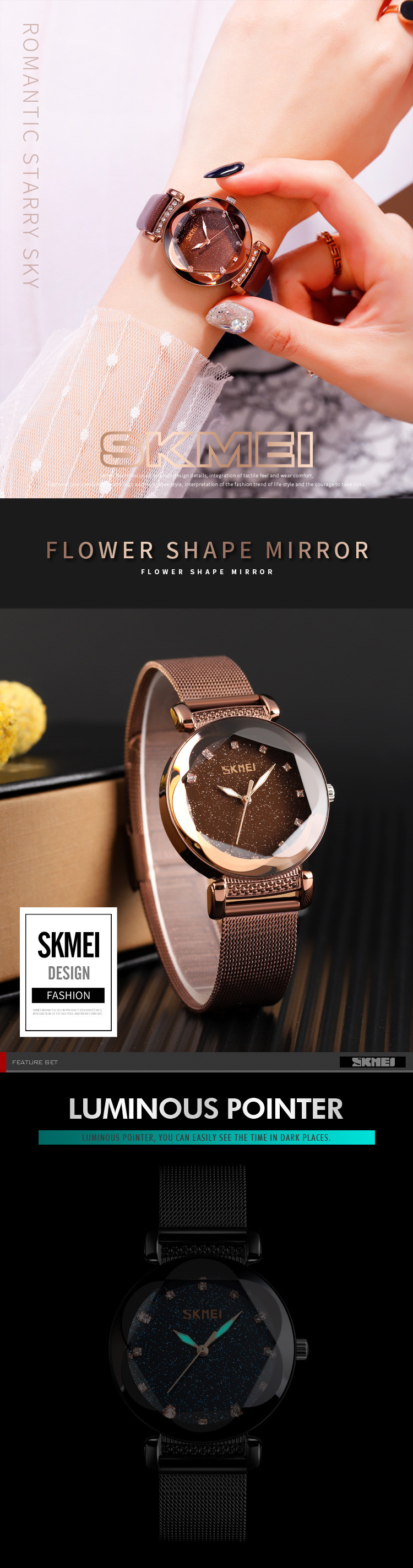 SKMEI 9188 Wholesale Stainless Steel Quartz Wrist Watches for Women