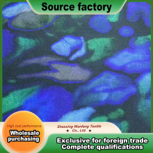 Blue Ink Painting on Rayon Crepe De Chine