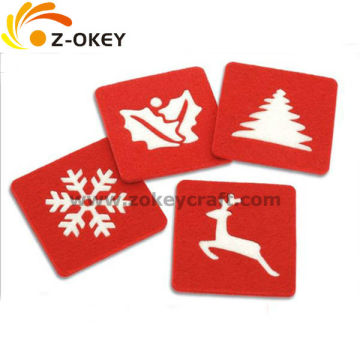 4 square red coaster set