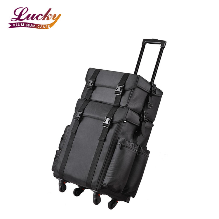 2 in 1 Soft Sided Cosmetic Bag Professional Artist Rolling Train Cosmetic Makeup Case Trolley Case With Drawers