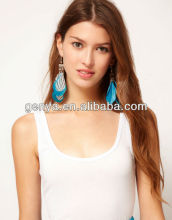 Fashion Blue Peacock feather Earring with streak