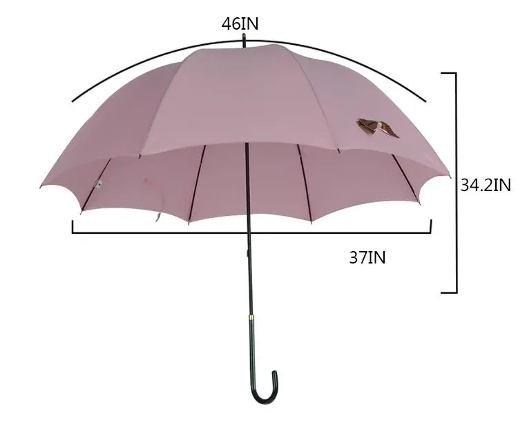 Lovely Pink Good Straight Umbrella Customized Japanese Colorful Gift Umbrella with Bowknot for Ladies