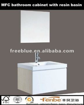 MFC bathroom cabinet with resin basin