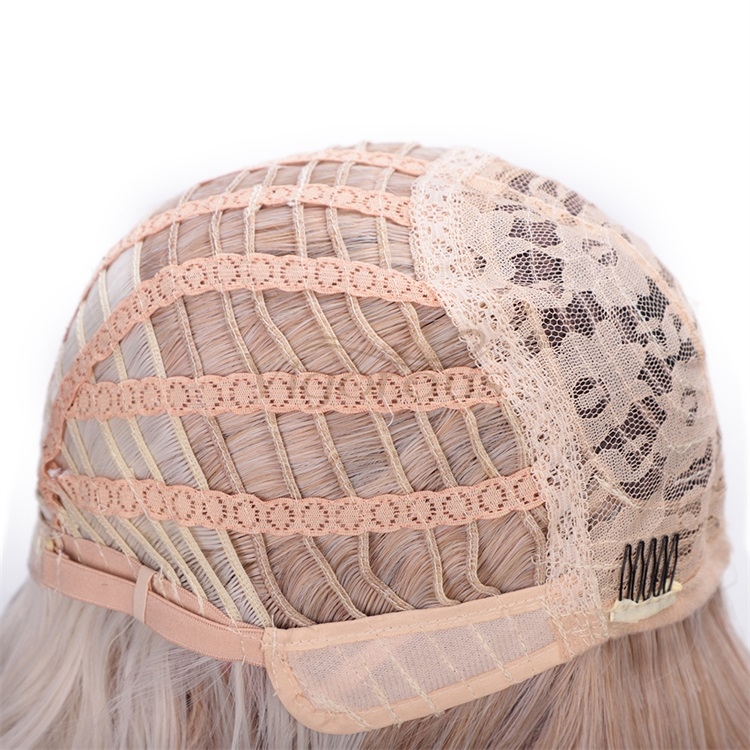 Vigorous Wavy Short Bob with Air Bangs Shoulder Length Curly Synthetic Cosplay Ombre Blonde Bob Wig for Girl