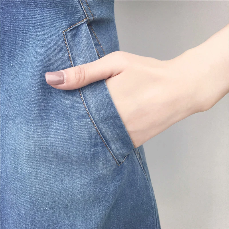 Summer Plus Size Short-Sleeved Casual MID-Length Denim Dress