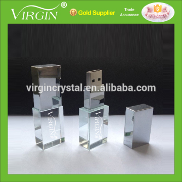 Wholesale customized 3d laser engraved crystal USB flash drive for promotional gifts