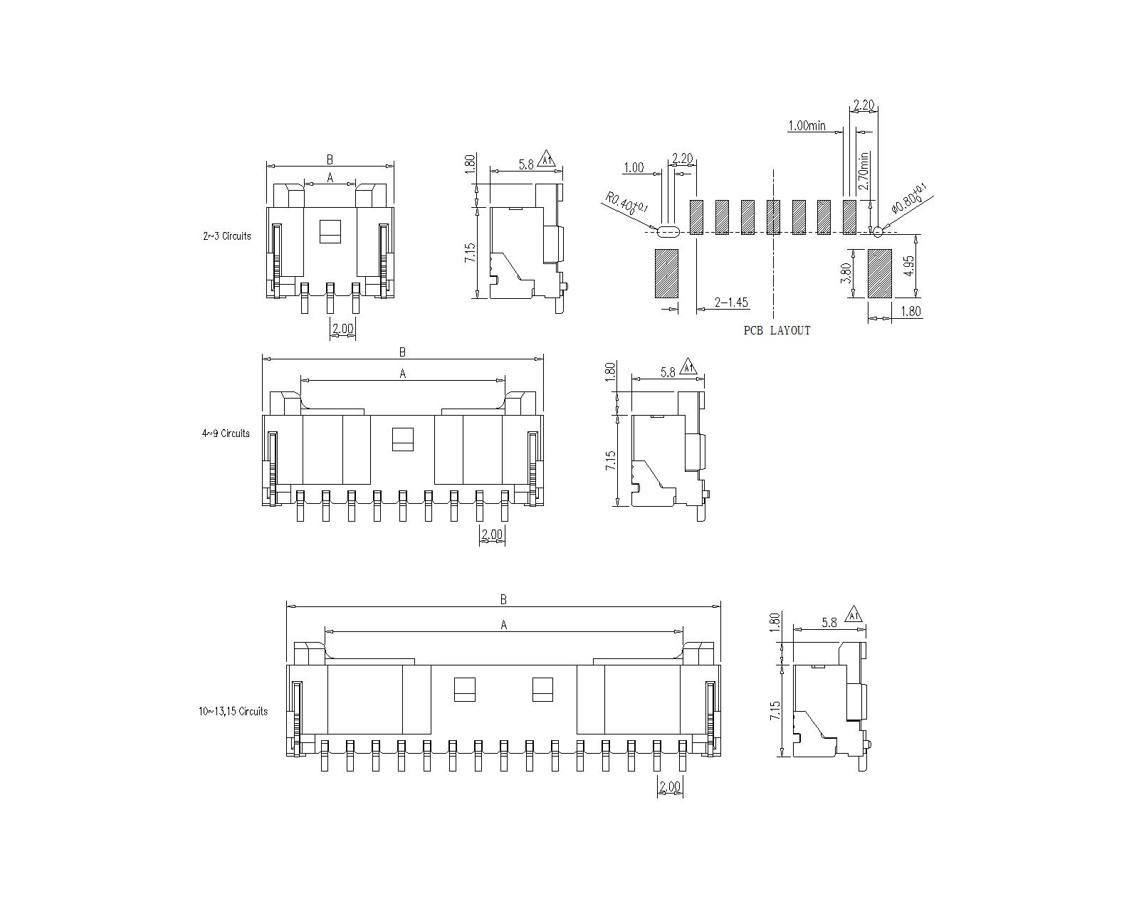 2.0mm Pitch 90° SMT Wafer Connector With Post AW2012R-S-xP-C-SN-A 2.0mm Pitch 90° SMT Wafer Connector With Post AW2012R-S-xP-C-SN-A