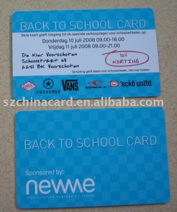 Plastic PVC Printed Membership Card Gift Card Discount Card