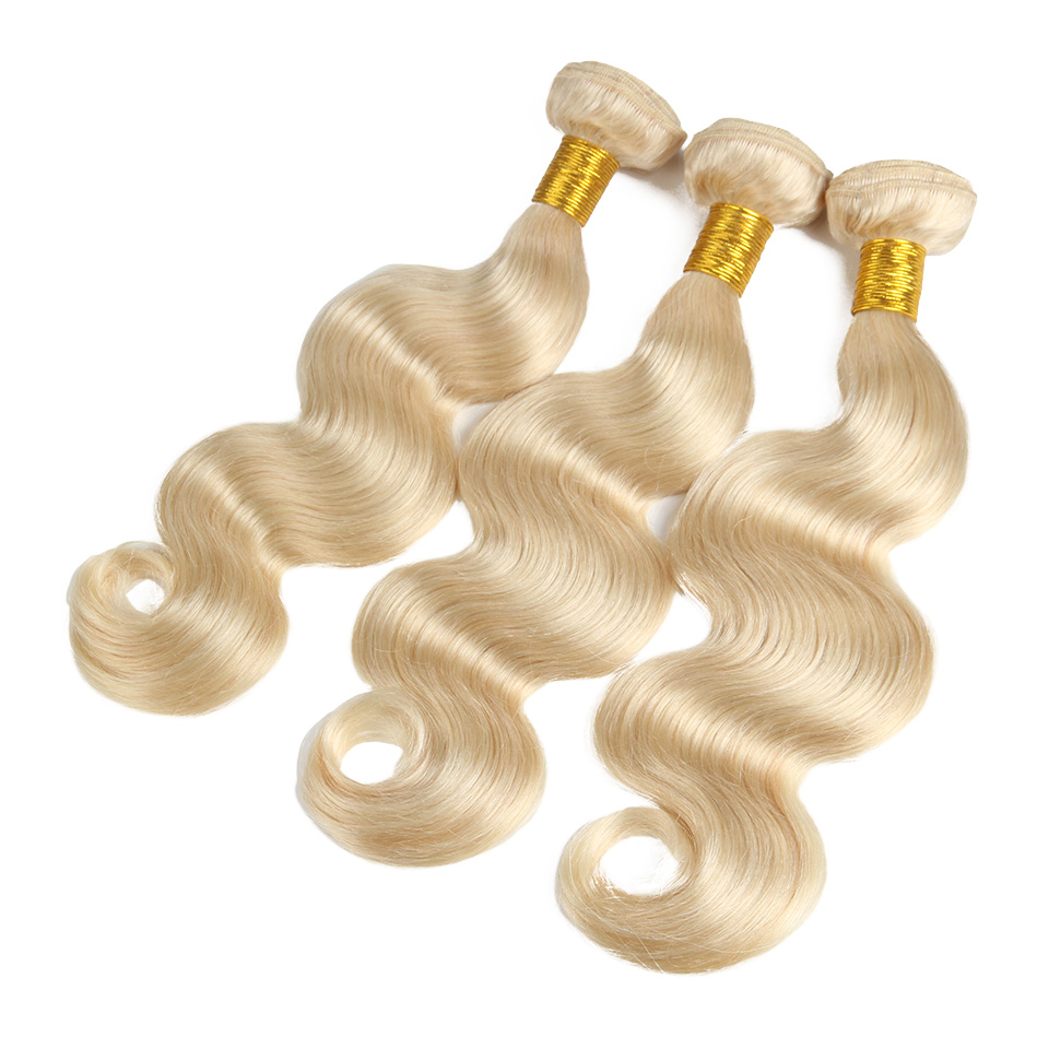 1B 613 Blonde Ombre Color Remy Brazilian  Hair Weave Bundles With Ear to Ear Lace Frontal