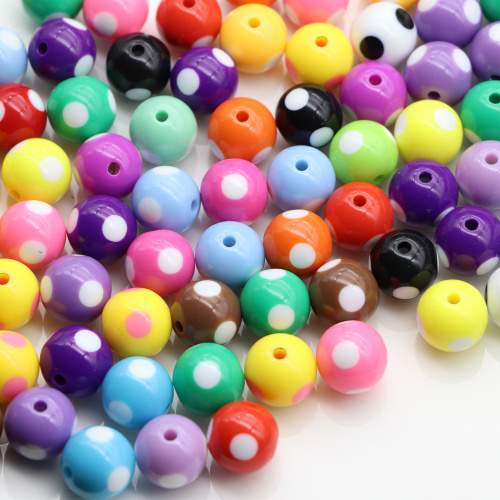 Cute Round Loose Colorful Kawaii Resin Acrylic Beads with Middle Hole for Baby Kids Girls Bracelet Pendant Spacer