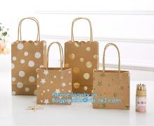 Cute Paper gift bags with ribbon handle, kraft paper gift bag with fabric handle, jewelry paper gift bag,custom handle gift bag
