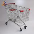 Chariot d&#39;achat en métal gris Pu Wheeled Trolley