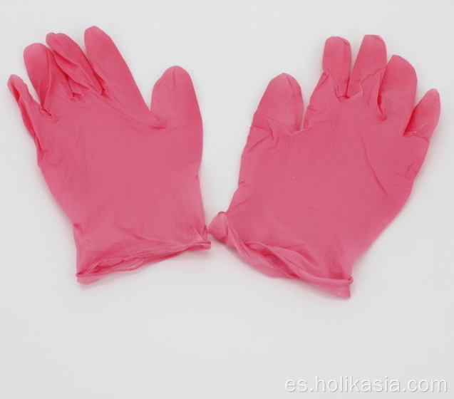 Guantes de examen desechables de nitrilo rosa