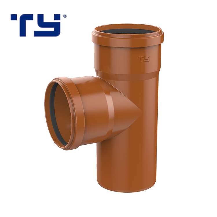 Brown Colour Plastic PVC UPVC Flaring Drainage Rubber Pipe Clamp 110Mm Socket Tee Joints