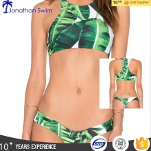 The 2016 women's bathing suit green leaf pattern