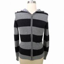 Men's 100% cotton cardigan with stripe