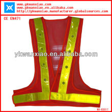 LED Reflective vest with 16 LED ligths ,LED safety vest with Mesh ,LED lights safety vest with PVC tape