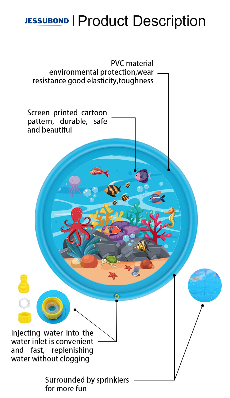 Splash Sprinkler for Kids, Splash Pad and Wading Pool for Learning hildren's Sprinkler Pool