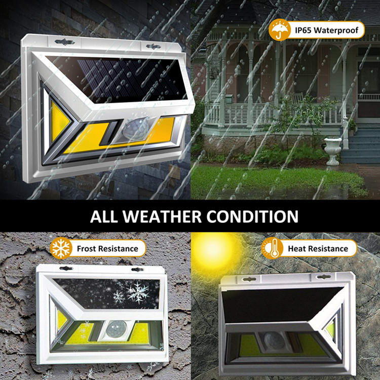 Factory Wholesale 2 Modes 450 Lumens 74*COB Outdoor Security Solar Power Sensor Wall Mounted Led Light IP65 waterproof
