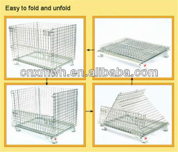 Folding wire mesh container