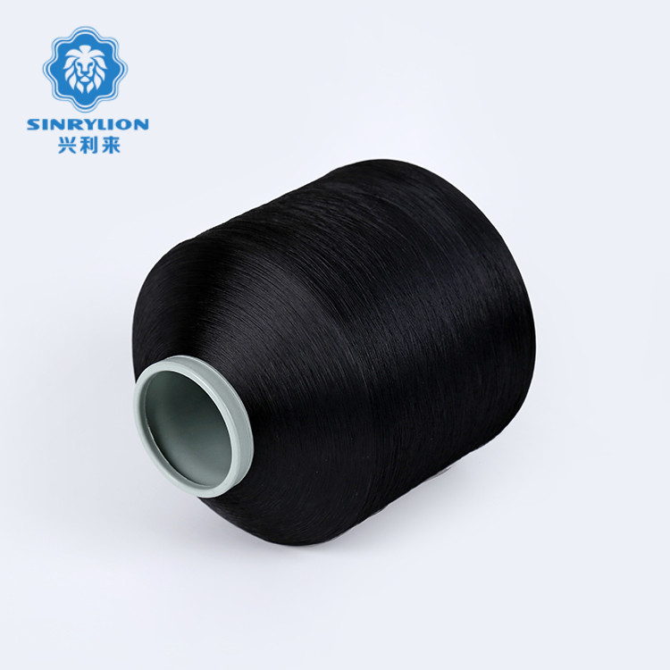 Wholesale 90D/600TPM black FDY polyester twist warp yarn for label weaving