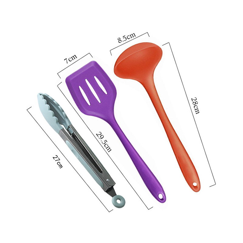 Silicone 10pcs Kitchen Utensil Set Kitchen Spatula Non-Stick Cooking Food Tongs BBQ Basting Brush