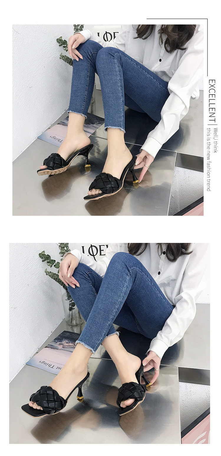 2021 Weaving Style Fashionable Girls Footwear Summer Sandals For ladies Slipper High-Heeled Sandals women slippers