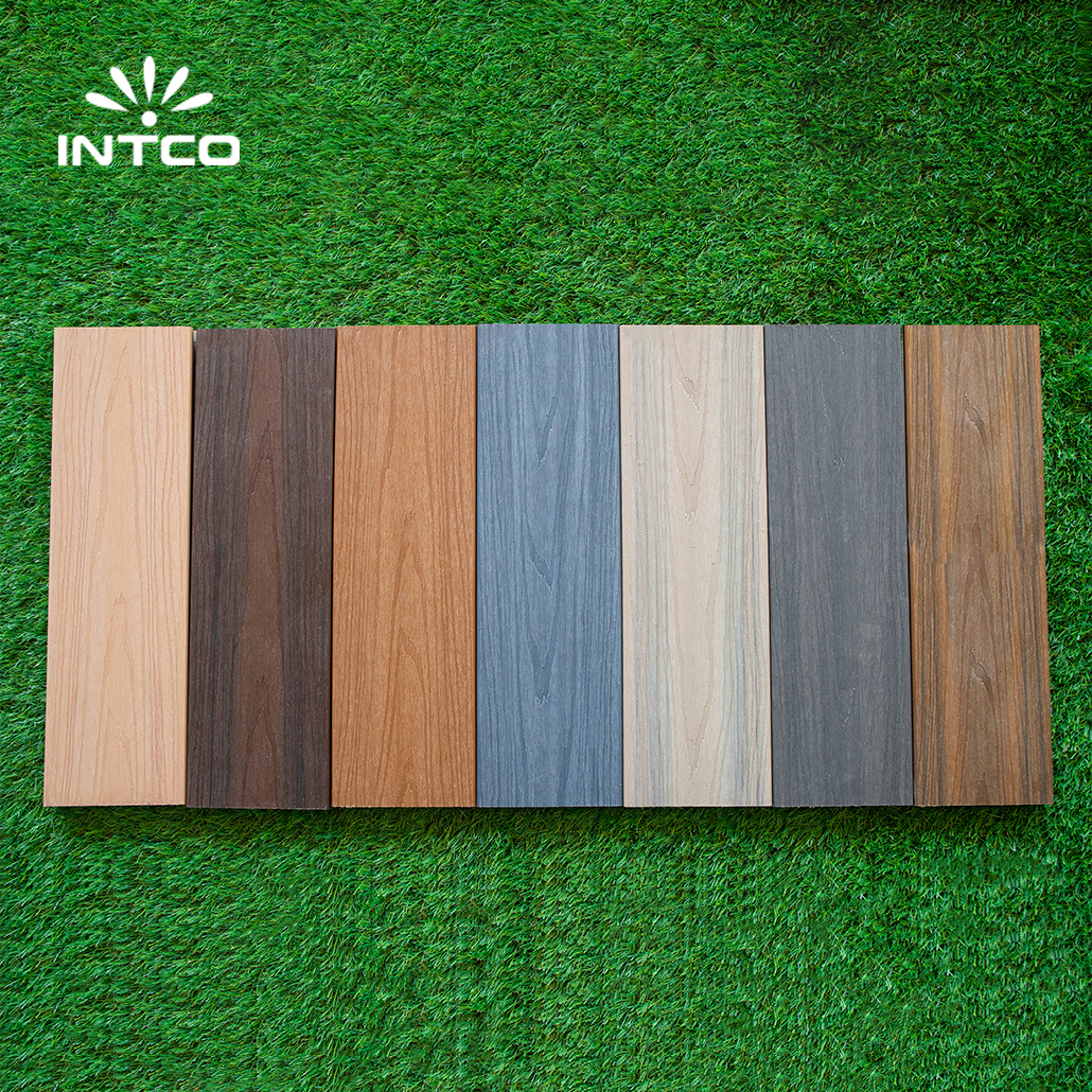 Intco New Arrival Waterproof Wood Plastic Composite Embossed Outdoor 3D WPC Hollow Decking