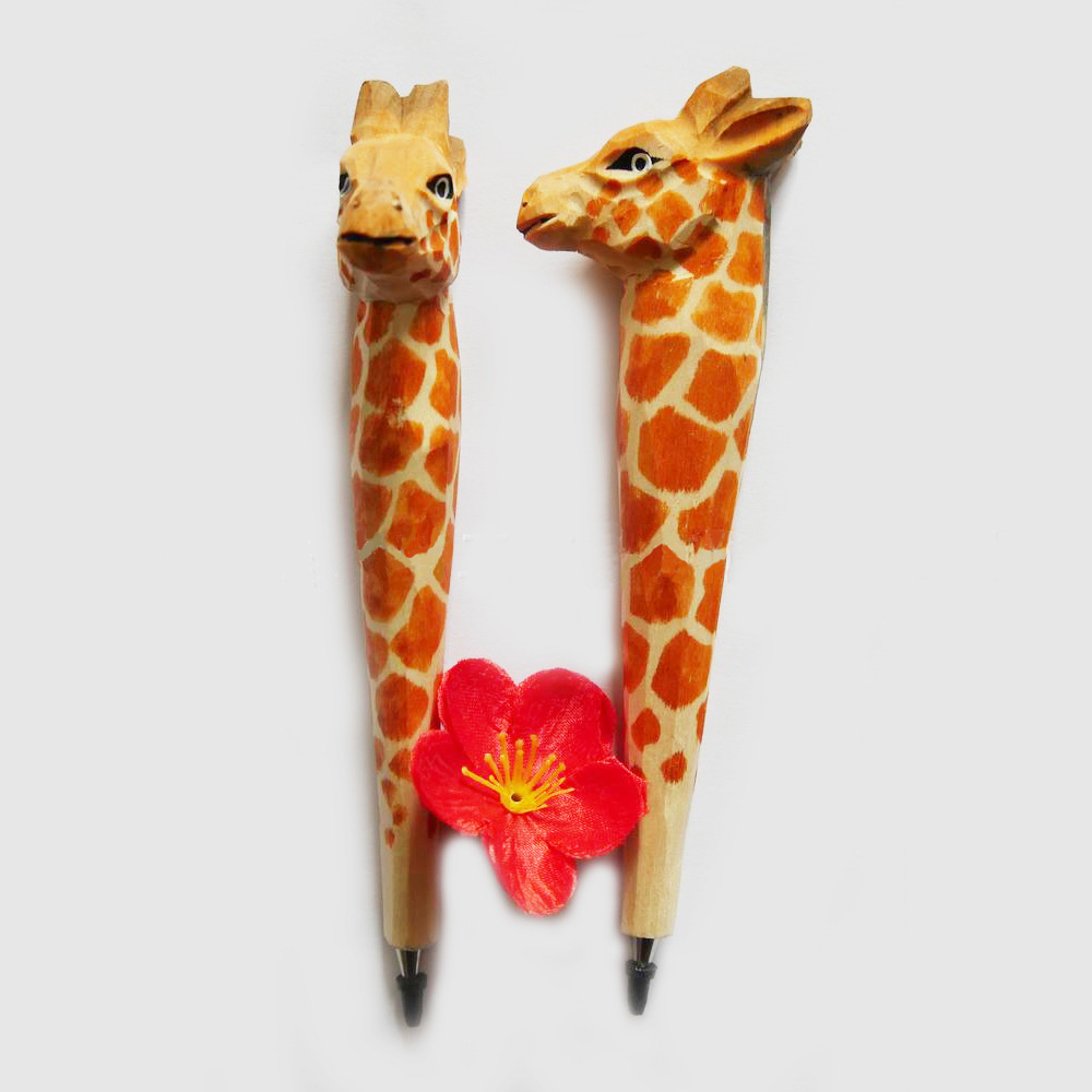 Wholesale Hand -made Environment Friendly Wood Carving Ball-point Pen with Animal shape