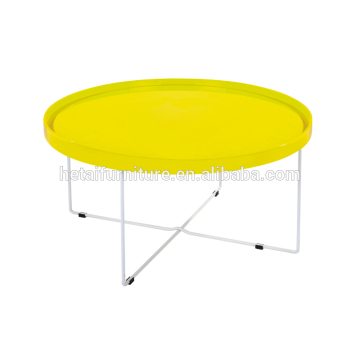 Yellow Colour with Metal Frame Tray Table Coffee Table