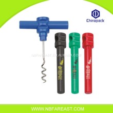 Plastic red wine corkscrew bottle opener