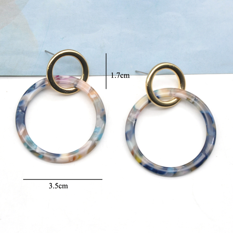 Custom multi color acrylic acetate round shape minimalist jewelry earrings