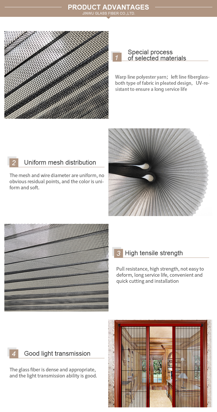 Promotional  18x18mesh pleated fiberglass plisse insect screen