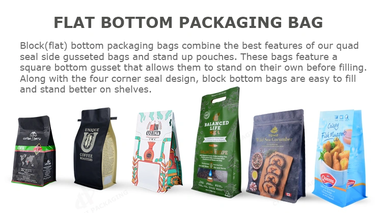 Zipper Hot Seal Matte 500g Flat Pouches Square Bottom Side Gusset Bags for Nutrition Powder Pet Food Packaging Bag