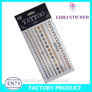 body art silver tattoo sticker/stamping silver tattoo sticker