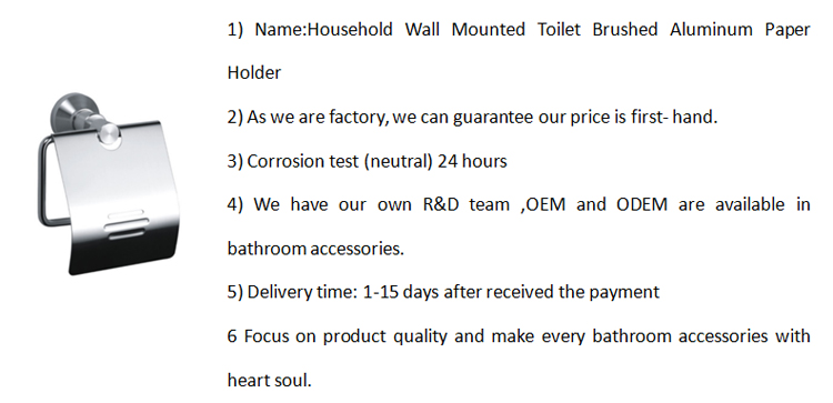 Household Wall Mounted Toilet Brushed Aluminum Paper Holder