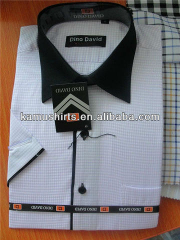 Man Short Sleeve White Shirts,Contrast Men's Dress Shirts