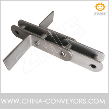 Scraper conveyor chain with flight in both side for bulk material conveyor