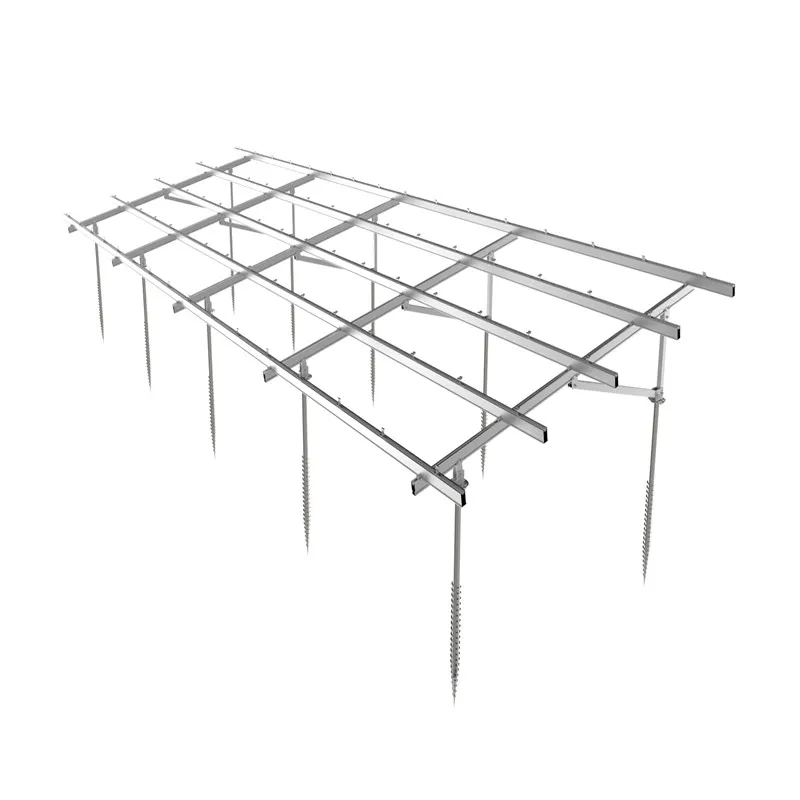 Solar PV Ground Mounting Structure with Adjustable Ground Screw for Solar Panel Installation