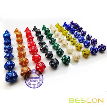 BESCON High Quality Marble Polyhedral Dice Set