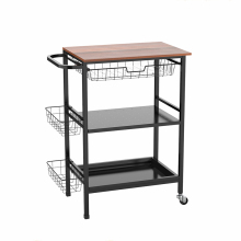 WIREKING Center Island Cart Mobile Wooden Kitchen Cabinet Island Table with Wheel