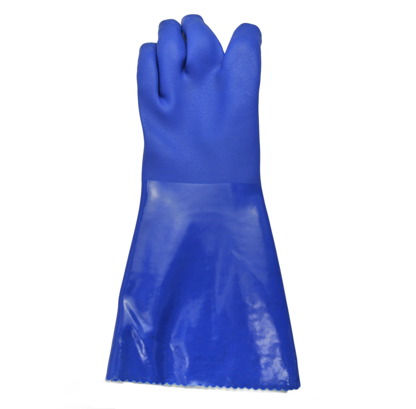 Blue PVC coated gloves 16''