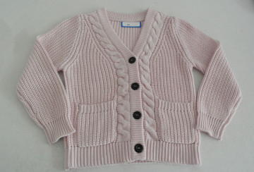 Nice kids pink cable knit cardigan with pockets