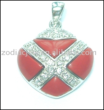 925 sterling silver pendant with red agate