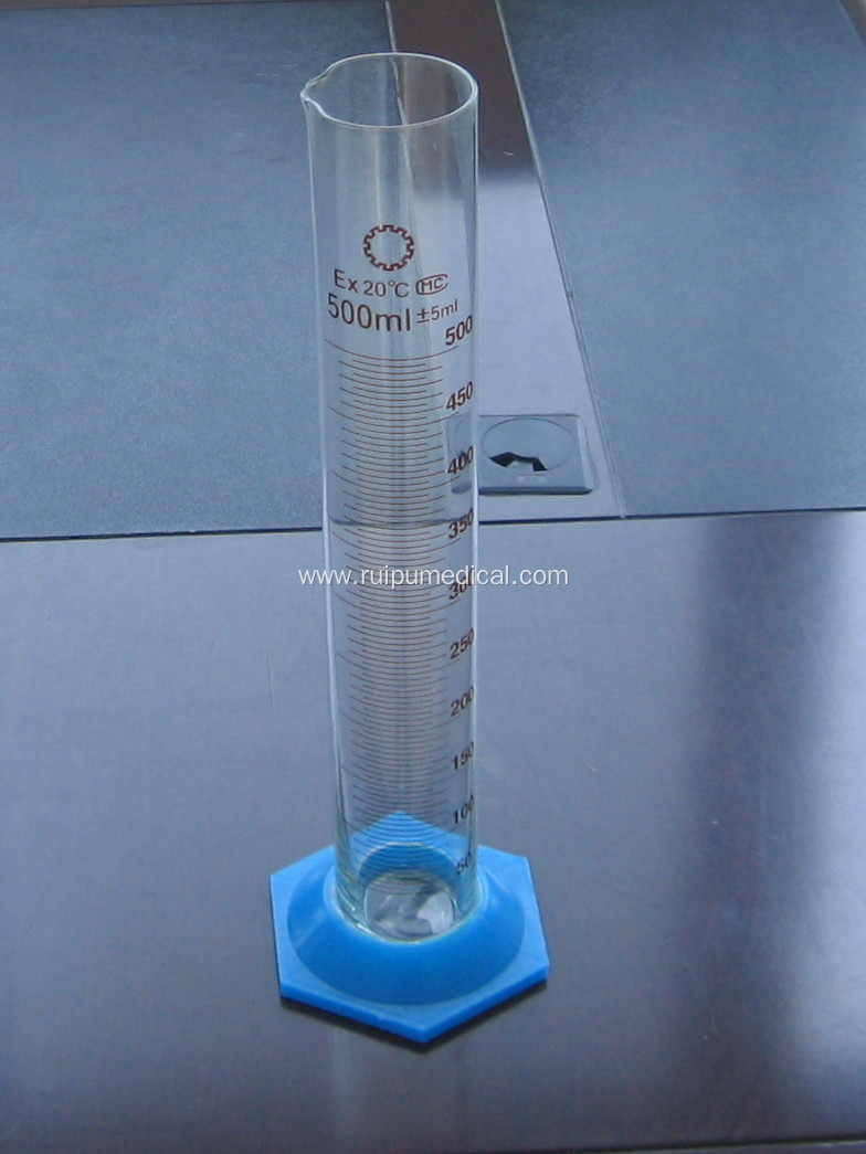 Measuring Cylinder with Plastic Hexagonal Base with Spout Graduated