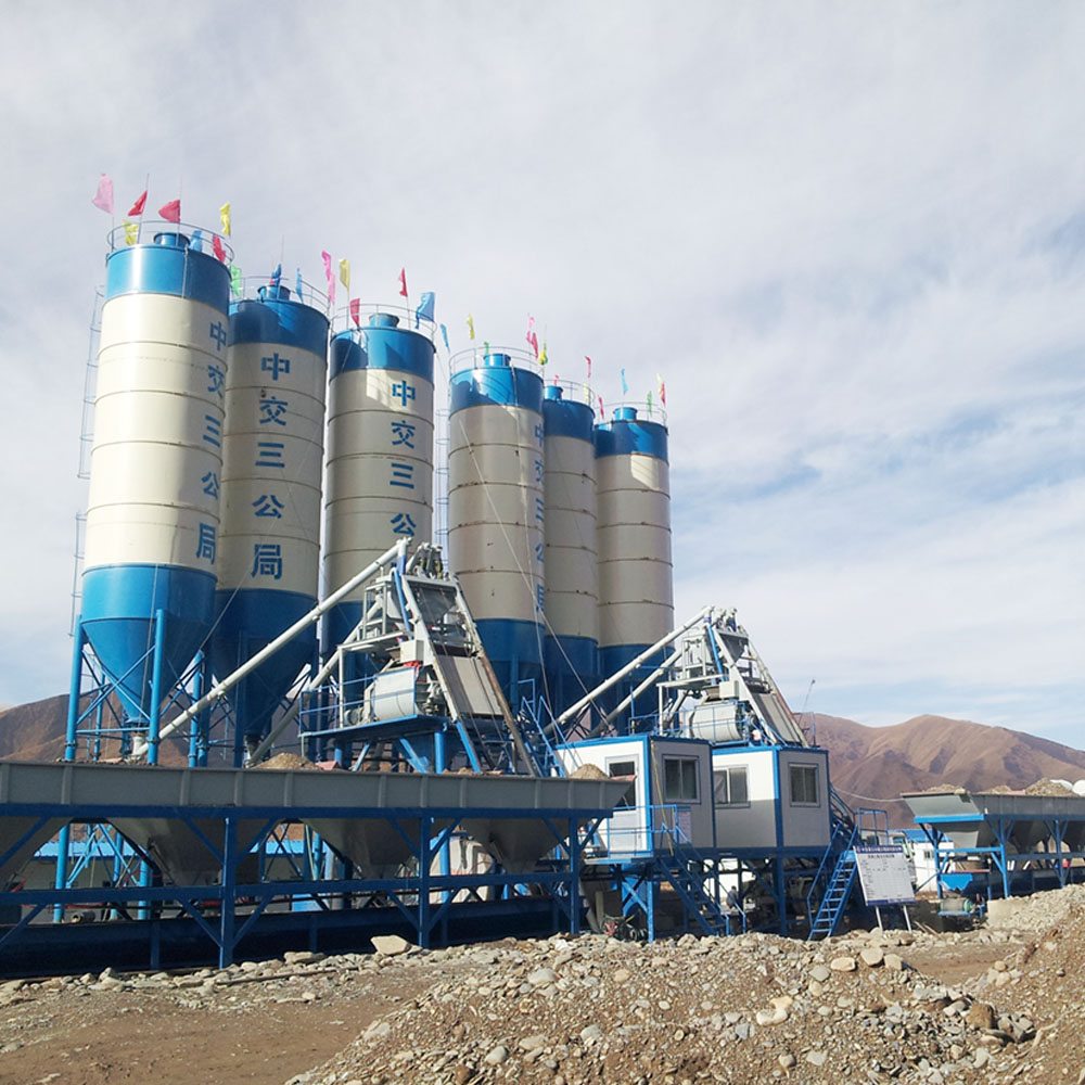 Durable stationary type HZS50 concrete batching plant