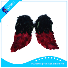 Black and red natural feather wings for party